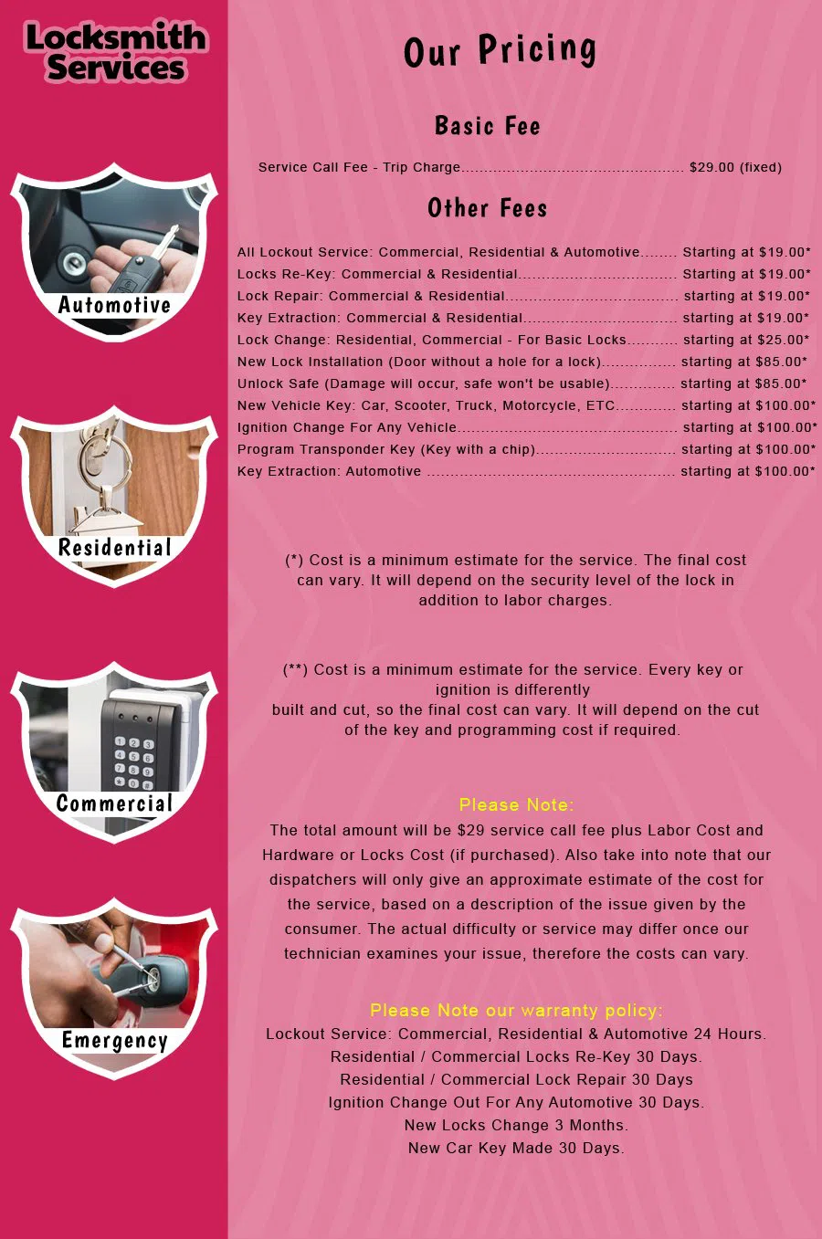 Millstone Township Locksmith Store Millstone Township, NJ 732-527-3596 - price-list-c-18